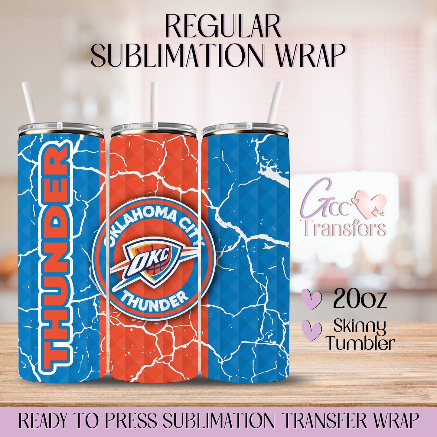 Oklahoma Thunder Basketball Team - 20oz Regular Sublimation Wrap