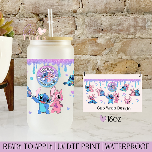 Aloha Hawaii Family Glitter- 16oz UV DTF WRAP