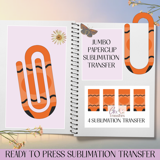 Orange Crayon - Jumbo Paperclip Sublimation Transfer