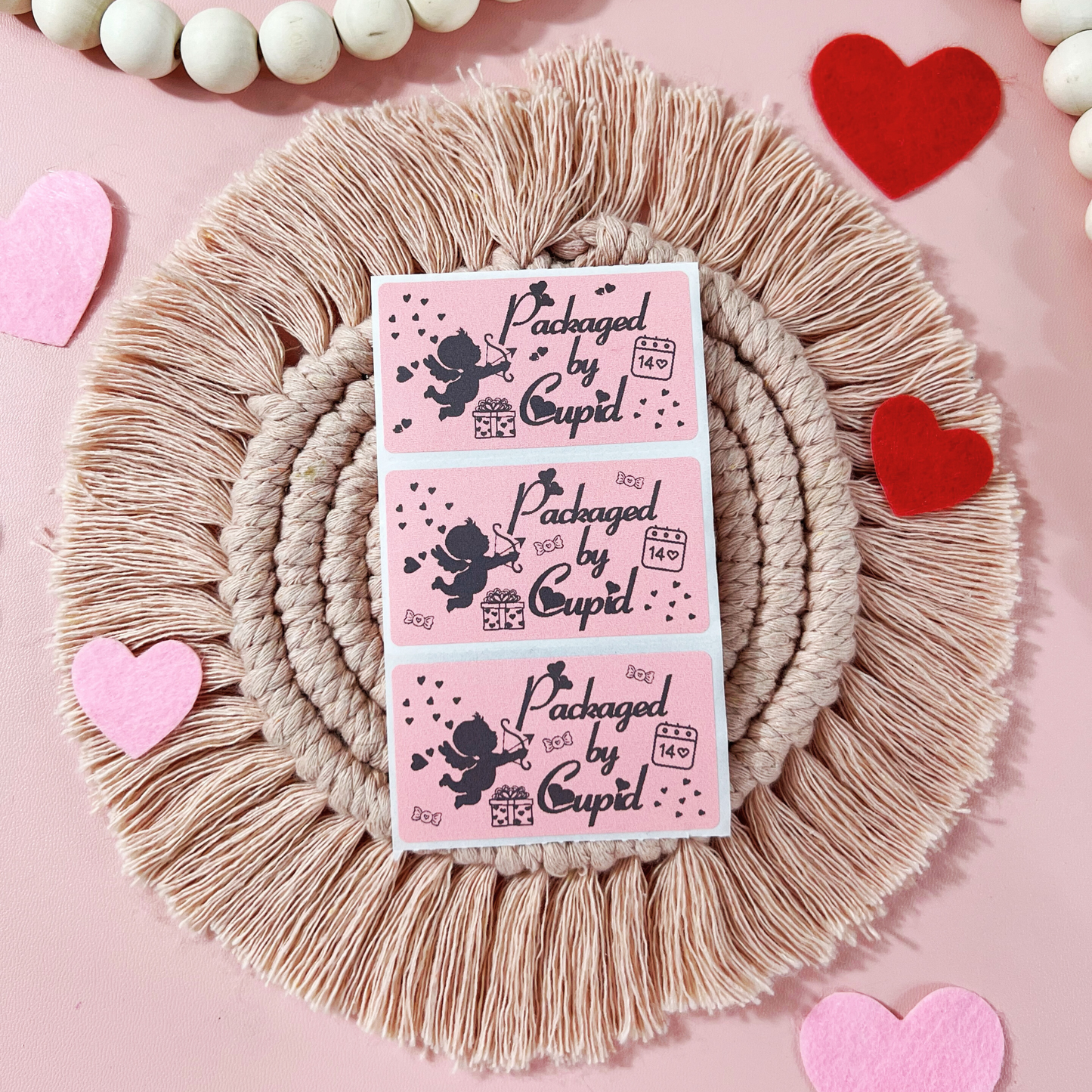 Packed By Cupid! - 100 Thermal Labels Stickers