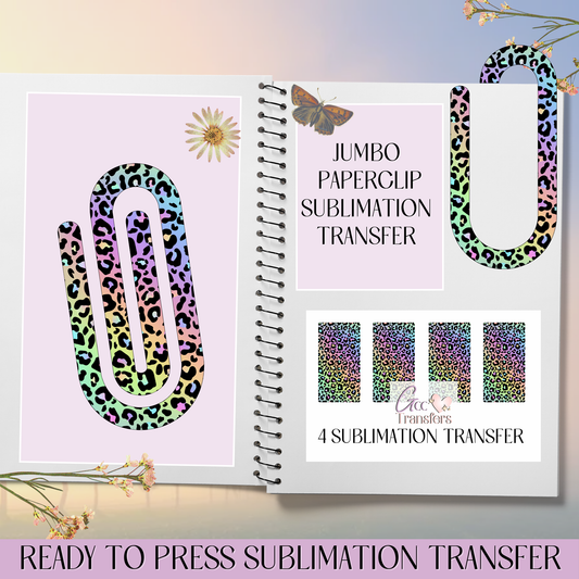 Pastel Leopard Gradient Color - Jumbo Paperclip Sublimation Transfer