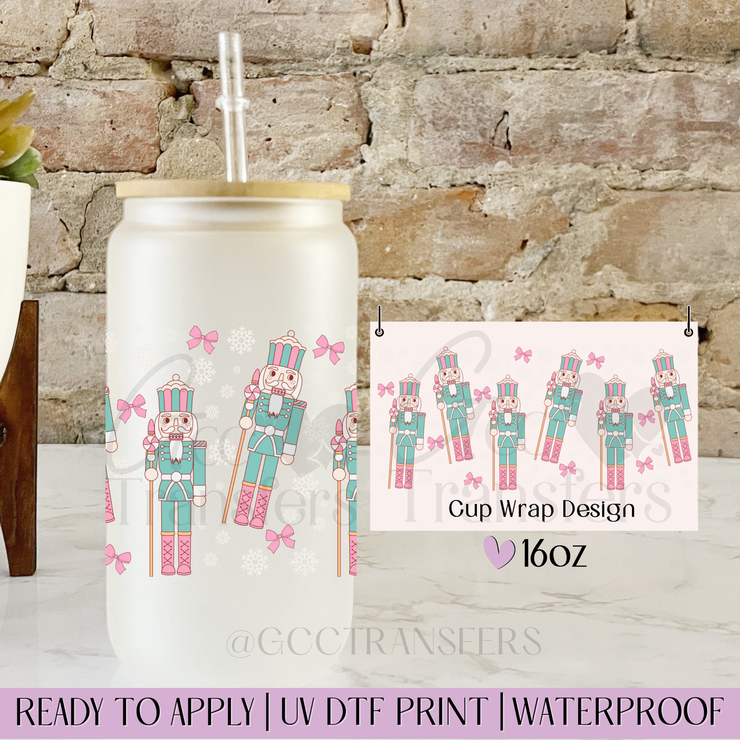 Coquette Nutcraker Xmas - 16oz UV DTF WRAP