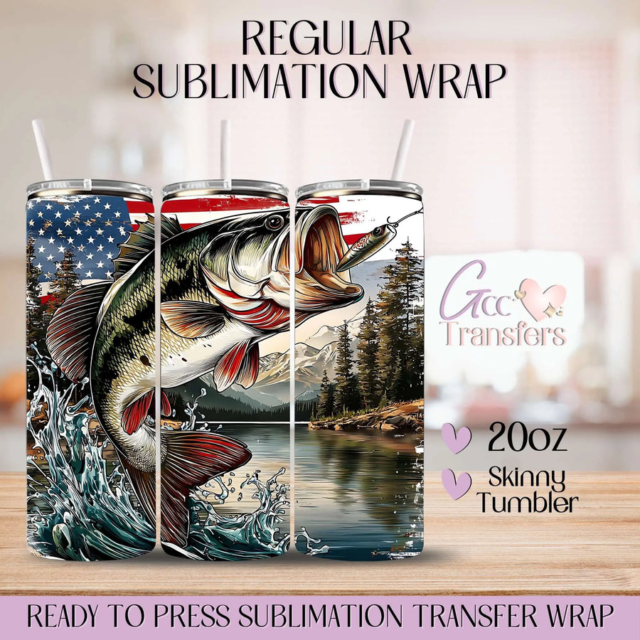 Patriotic Bass Fishing - 20oz Regular Sublimation Wrap