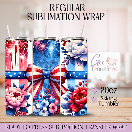 Patriotic Coquette Bow 4th of July - 20oz Regular Sublimation Wrap