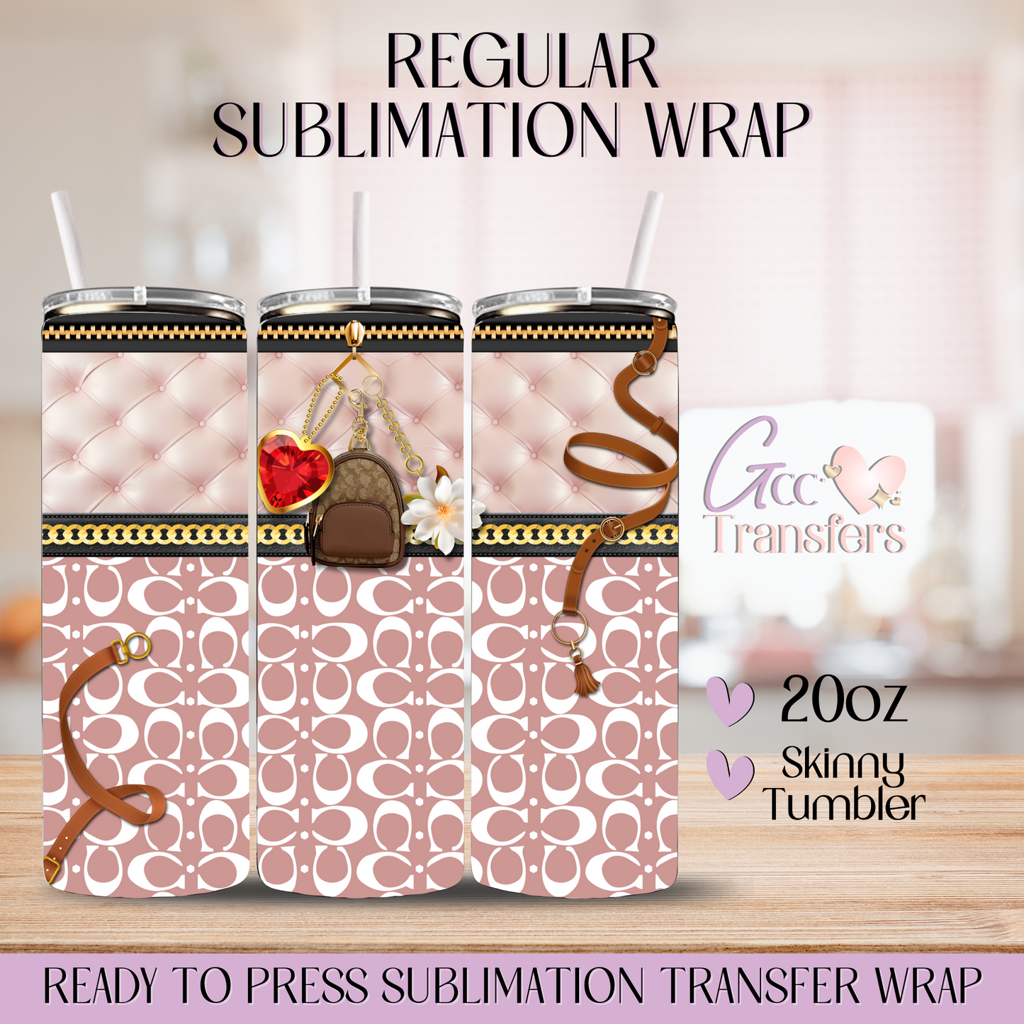 Peach Purse Fashion Leather - 20oz Regular Sublimation Wrap