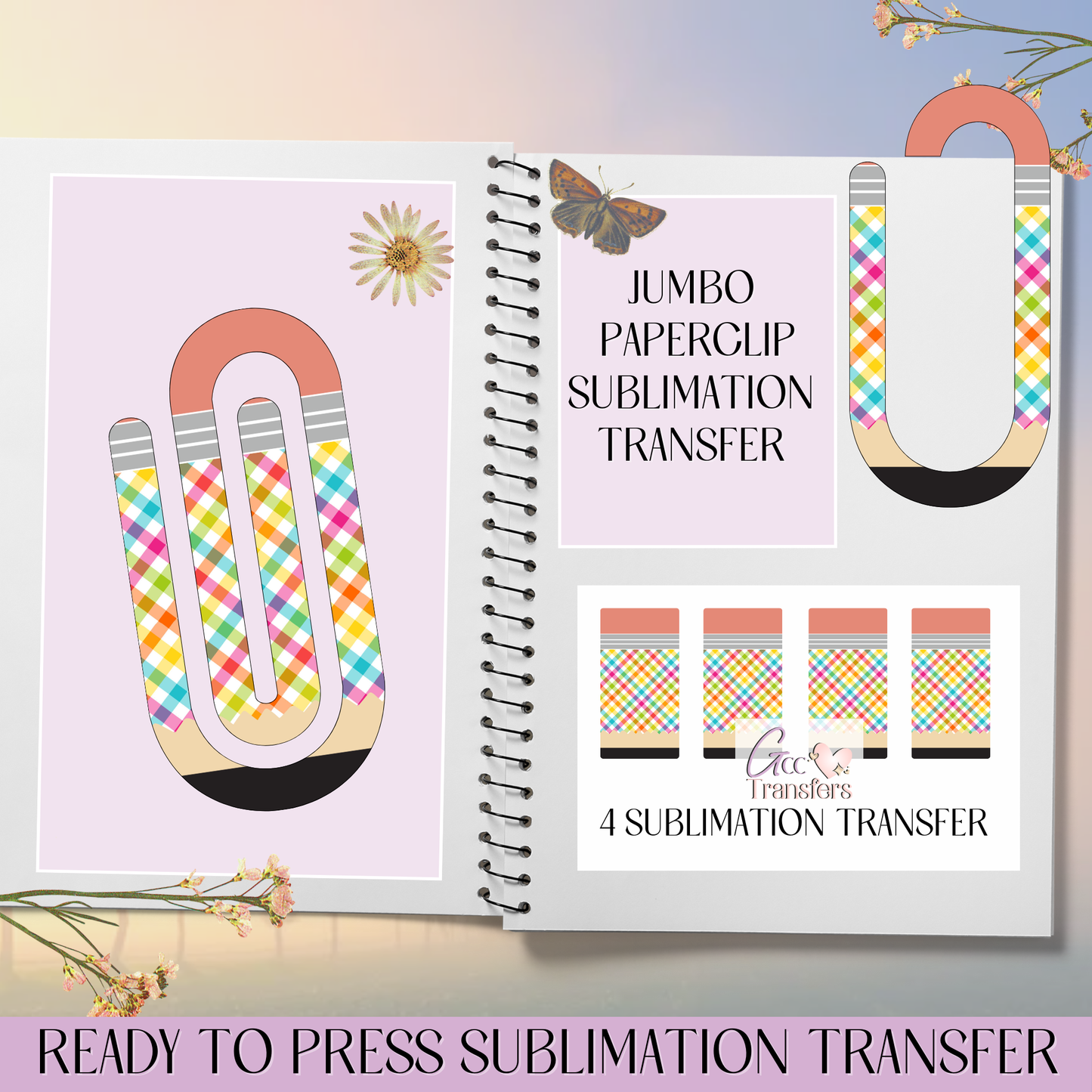 Colored Stripes Pencil - Jumbo Paperclip Sublimation Transfer