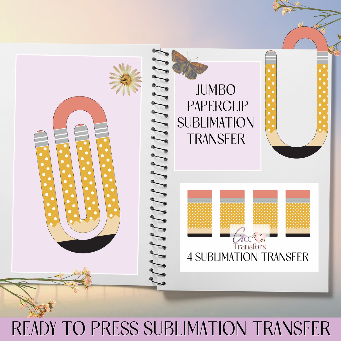Polka Dot Pencil - Jumbo Paperclip Sublimation Transfer