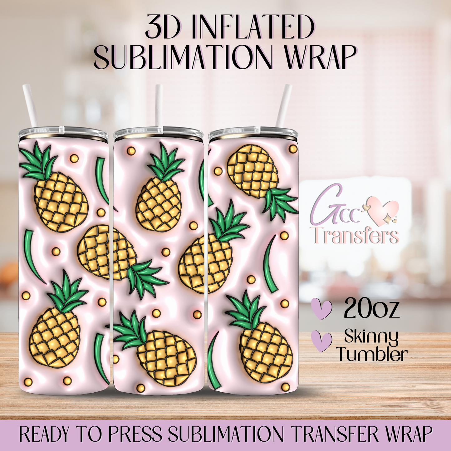Pineapple Fruit - 20oz 3D Inflated Sublimation Wrap