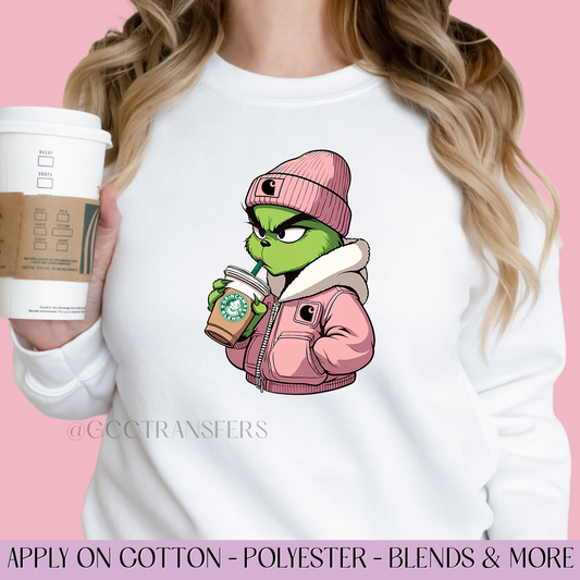 Pink Boujee Girl Iced Coffee - Full Color DTF Transfer