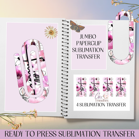 Pink Faith Flower - Jumbo Paperclip Sublimation Transfer