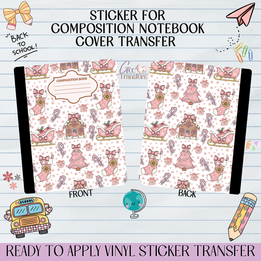 Pink Gingerbread House Xmas - Sticker for Notebook Cover