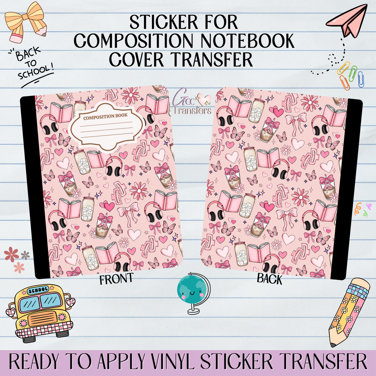 Pink Girly Stuff - Sticker for Notebook Cover