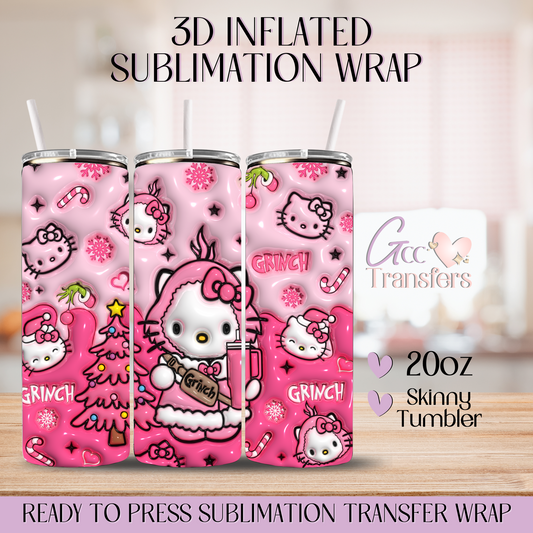 Pink Cat Christmas Tree - 20oz Regular Sublimation Wrap