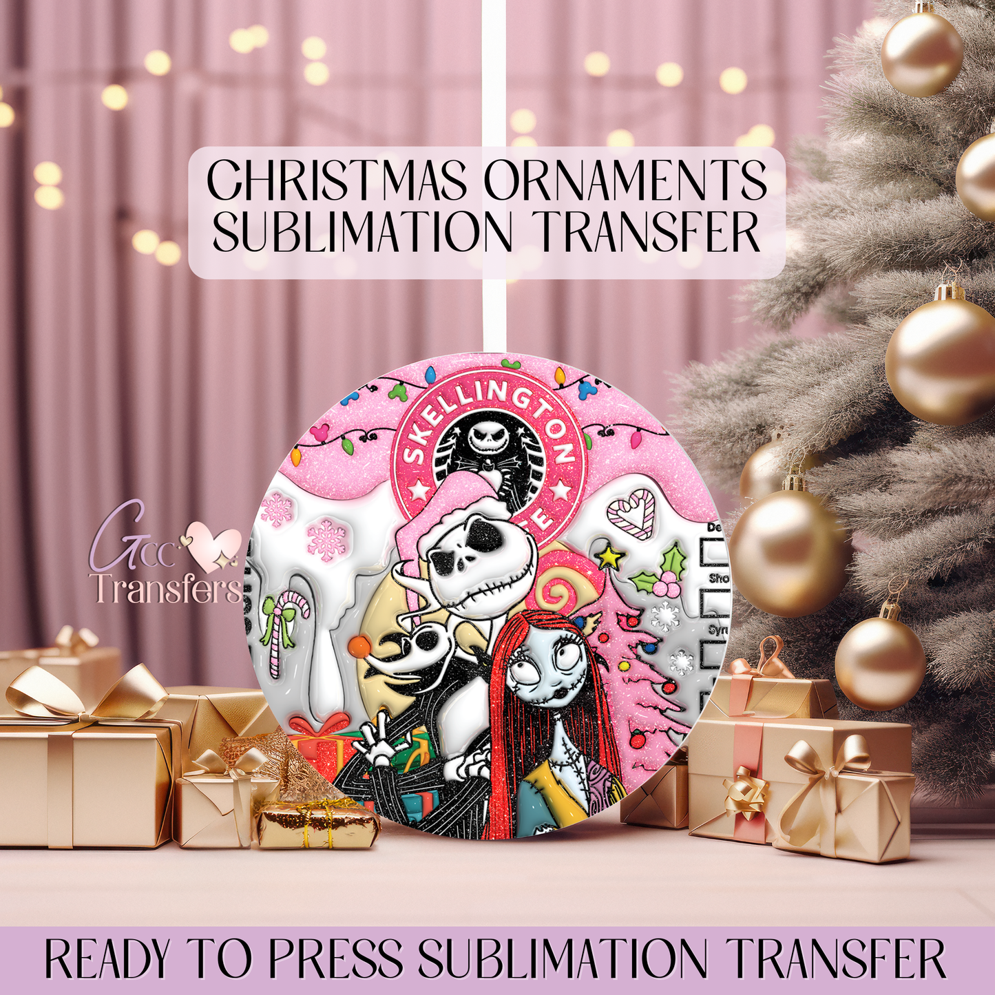 Pink Love in the Shadows Pose - 3" Ornament Sublimation Transfer