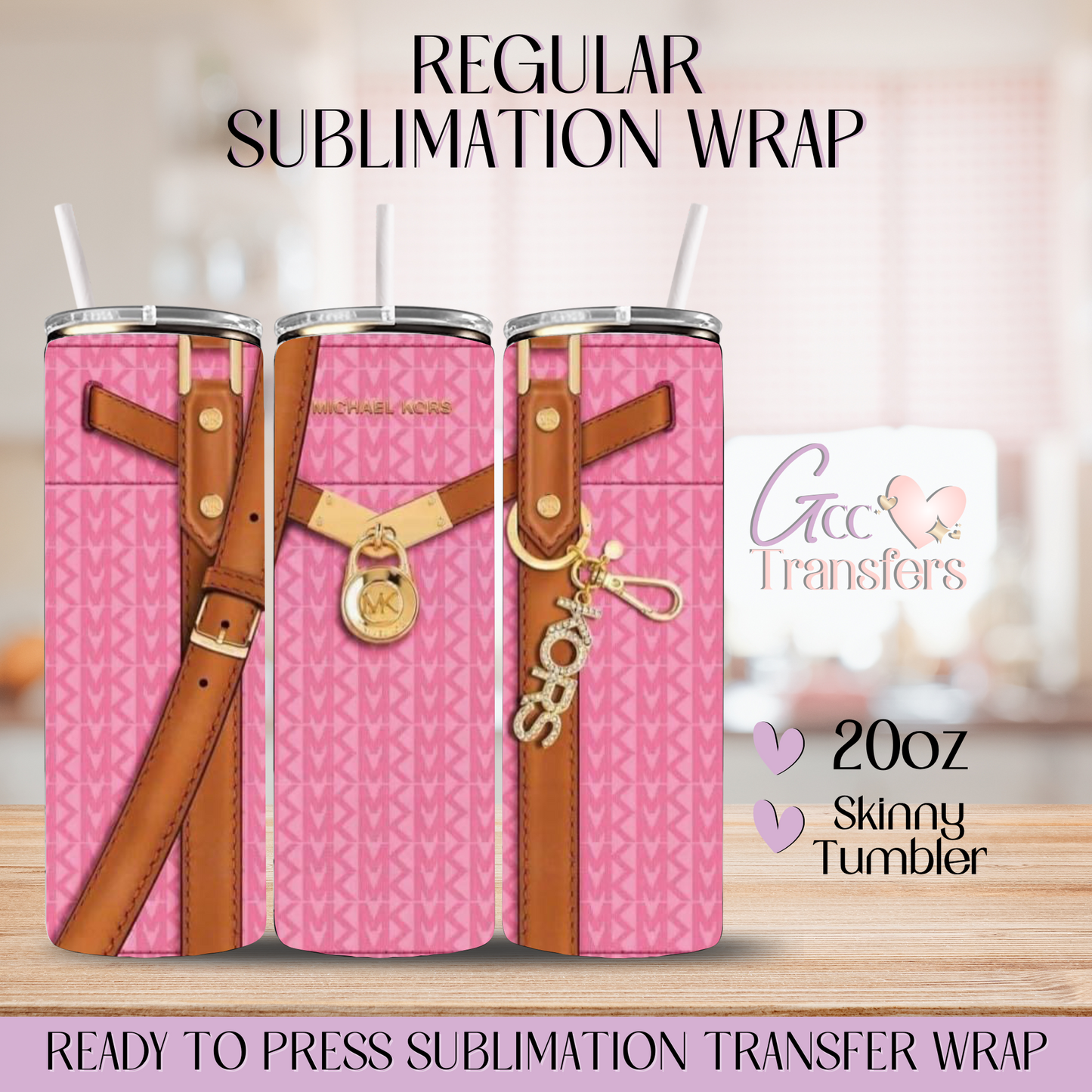 Pink Purse Leather Fashion - 20oz Regular Sublimation Wrap