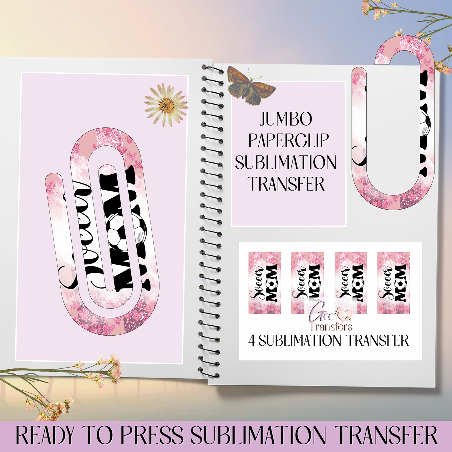 Pink Soccer Mom - Jumbo Paperclip Sublimation Transfer