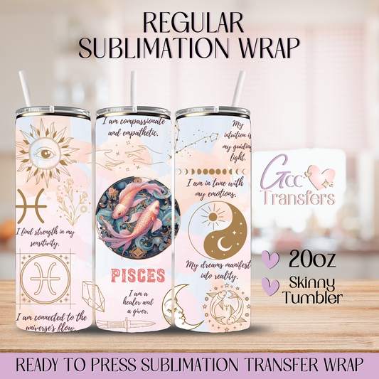 Pisces Zodiac Sign Affirmations - 20oz Regular Sublimation Wrap