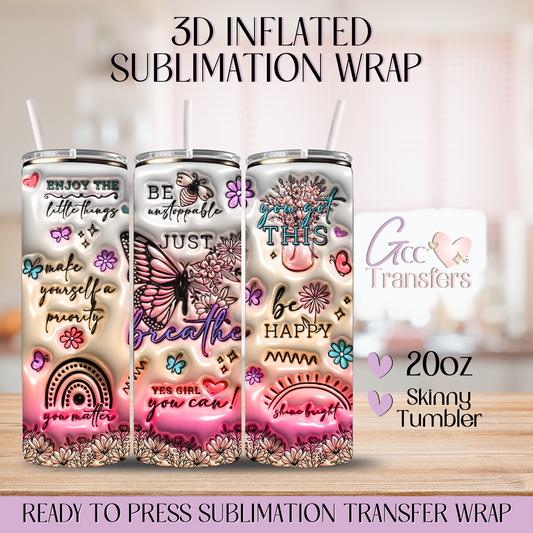 Positive Vibes Pink - 20oz 3D Inflated Sublimation Wrap