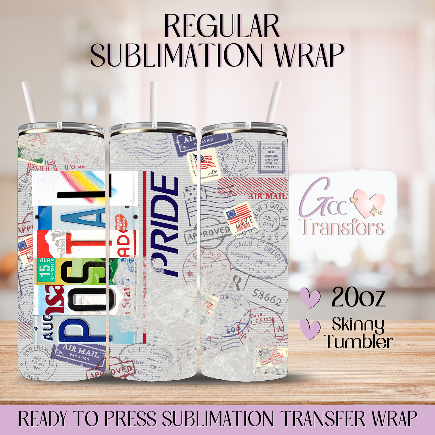Postal Worker Rustic Collage - 20oz Regular Sublimation Wrap