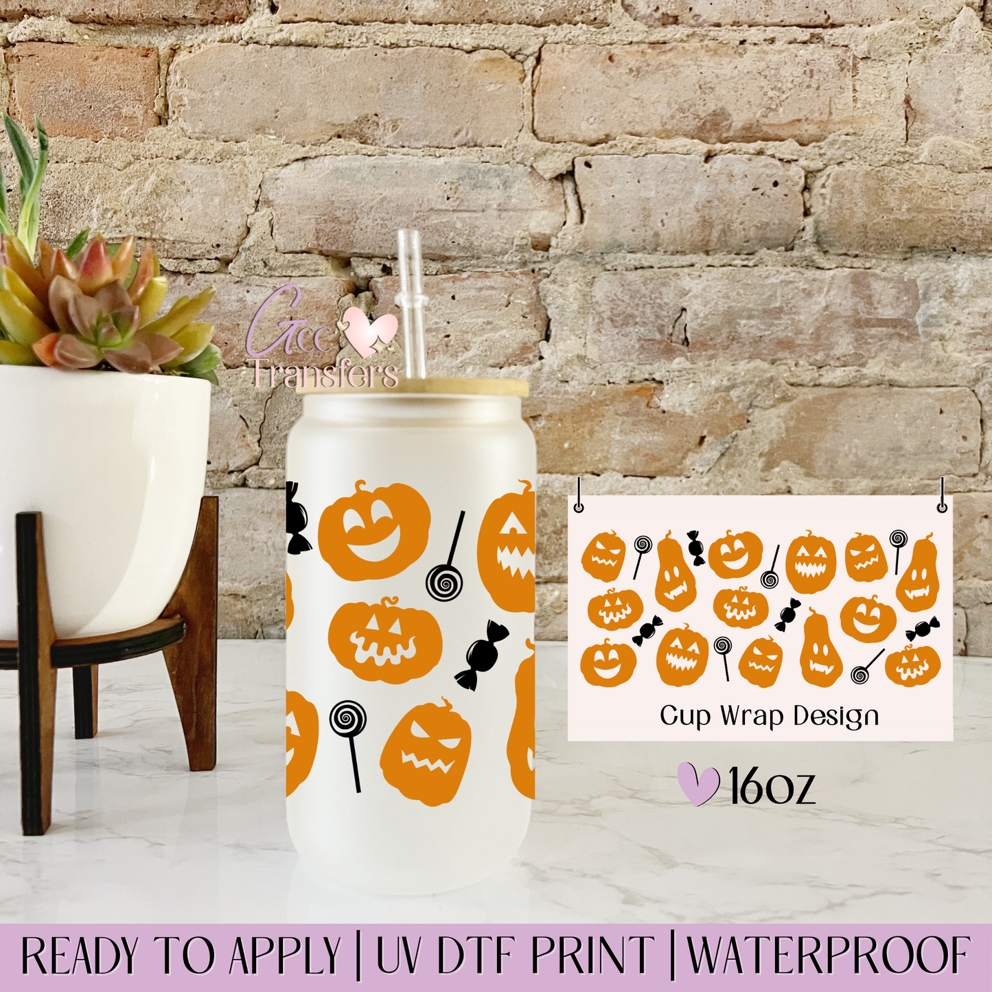 Pumpkin Lollipops Halloween   - 16oz UV DTF WRAP