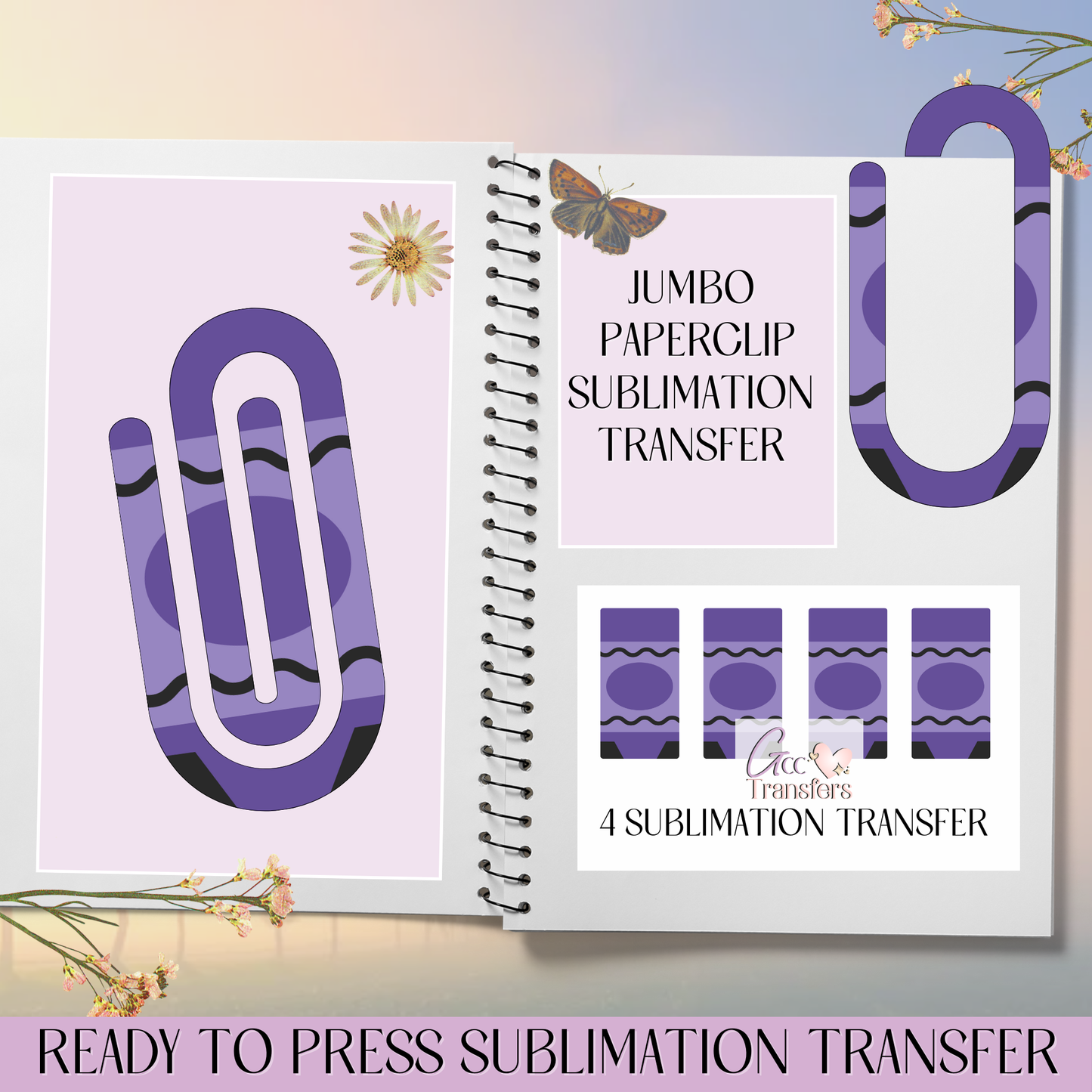 Purple Crayon - Jumbo Paperclip Sublimation Transfer