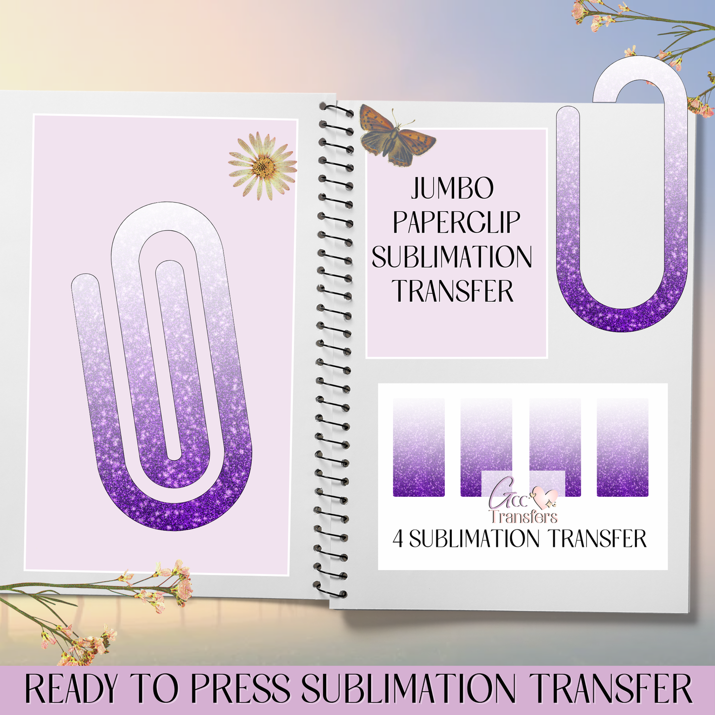 Purple Gradient Color  - Jumbo Paperclip Sublimation Transfer