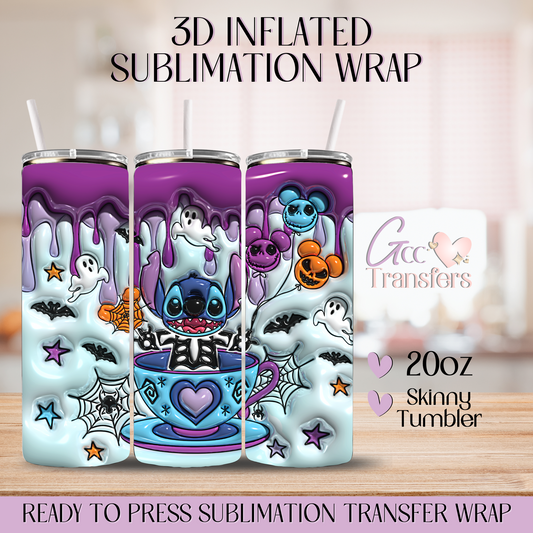 Purple Halloween Cup Alien Character - 20oz 3D Inflated Sublimation Wrap