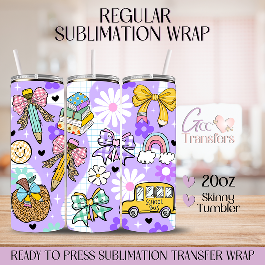 Purple Coquette Teacher Back to School - 20oz Regular Sublimation Wrap