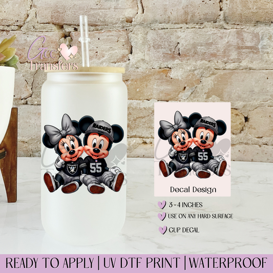 Raiders Fans Mice Couple Football - Decal UVDTF