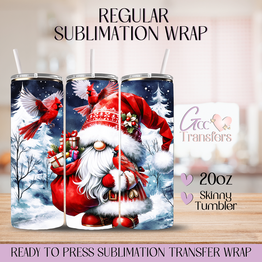 Red Christmas Santa Gnome - 20oz Regular Sublimation Wrap