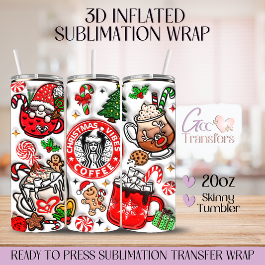 Red Christmas Vibes Coffee - 20oz Regular Sublimation Wrap