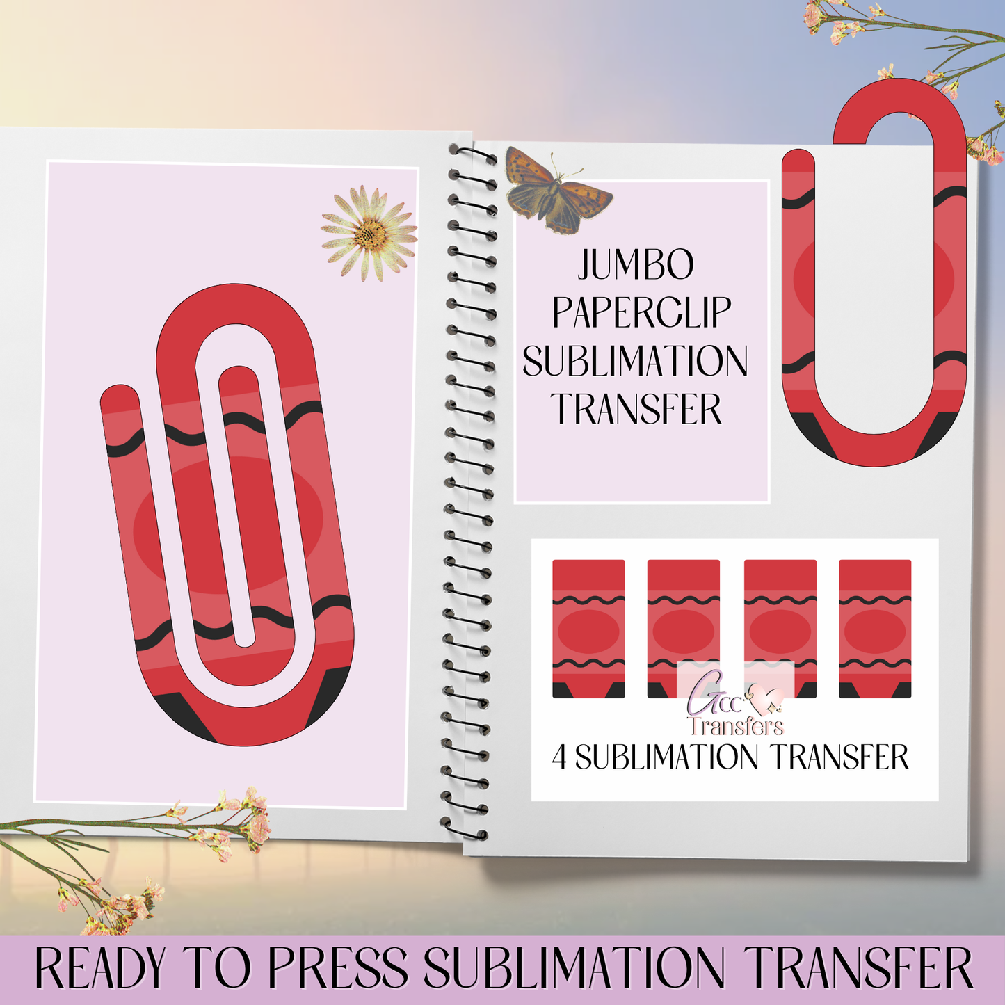 Red Crayon - Jumbo Paperclip Sublimation Transfer