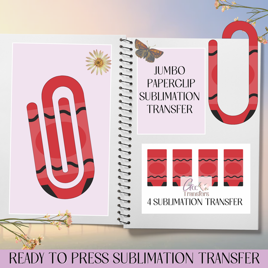 Red Crayon - Jumbo Paperclip Sublimation Transfer