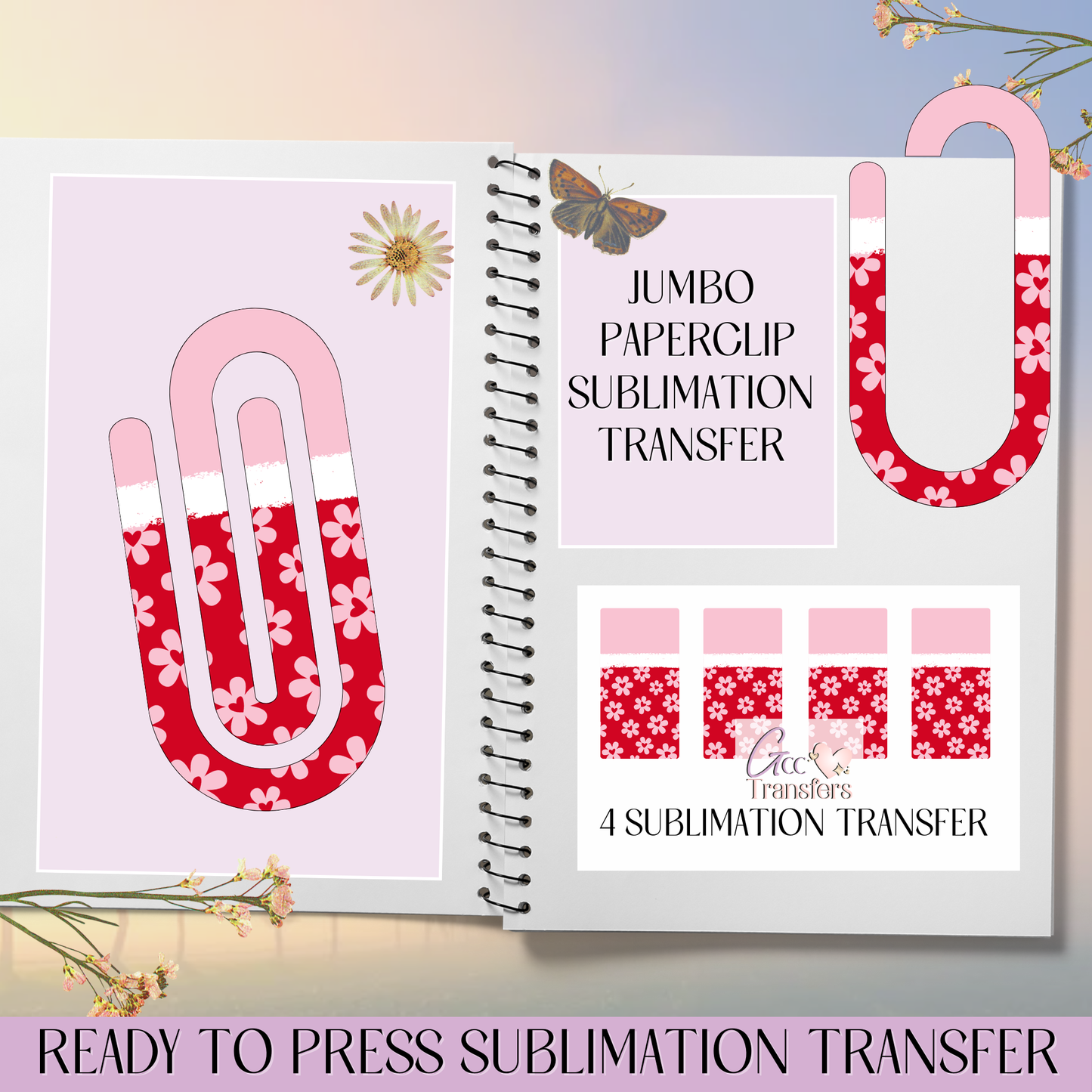 Red Daisys Valentine - Jumbo Paperclip Sublimation Transfer
