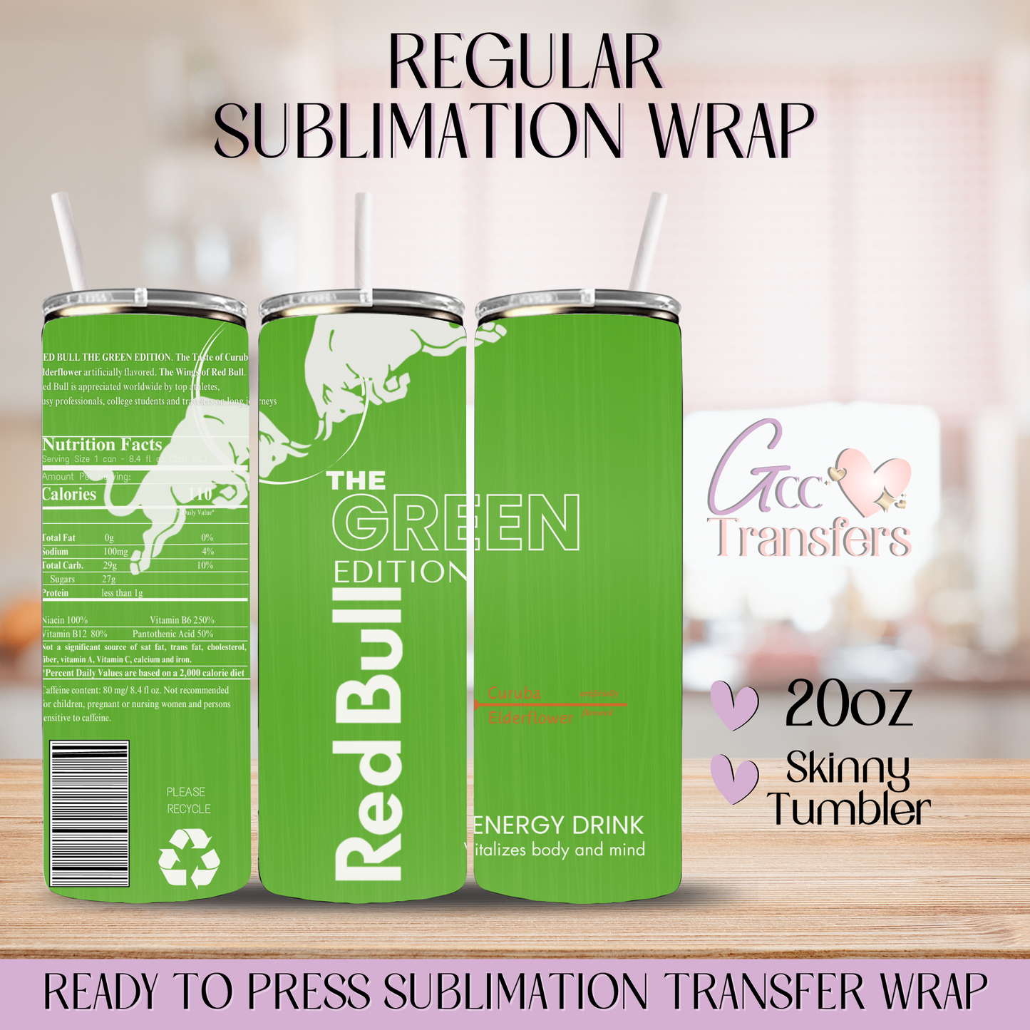 Green Energy Drink - 20oz Regular Sublimation Wrap