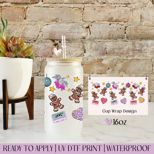 Retro Gingerbread Cookies - 16oz UV DTF WRAP