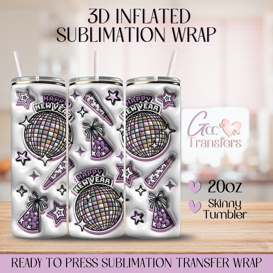 Retro Happy New Year - 20oz 3D Inflated Sublimation Wrap
