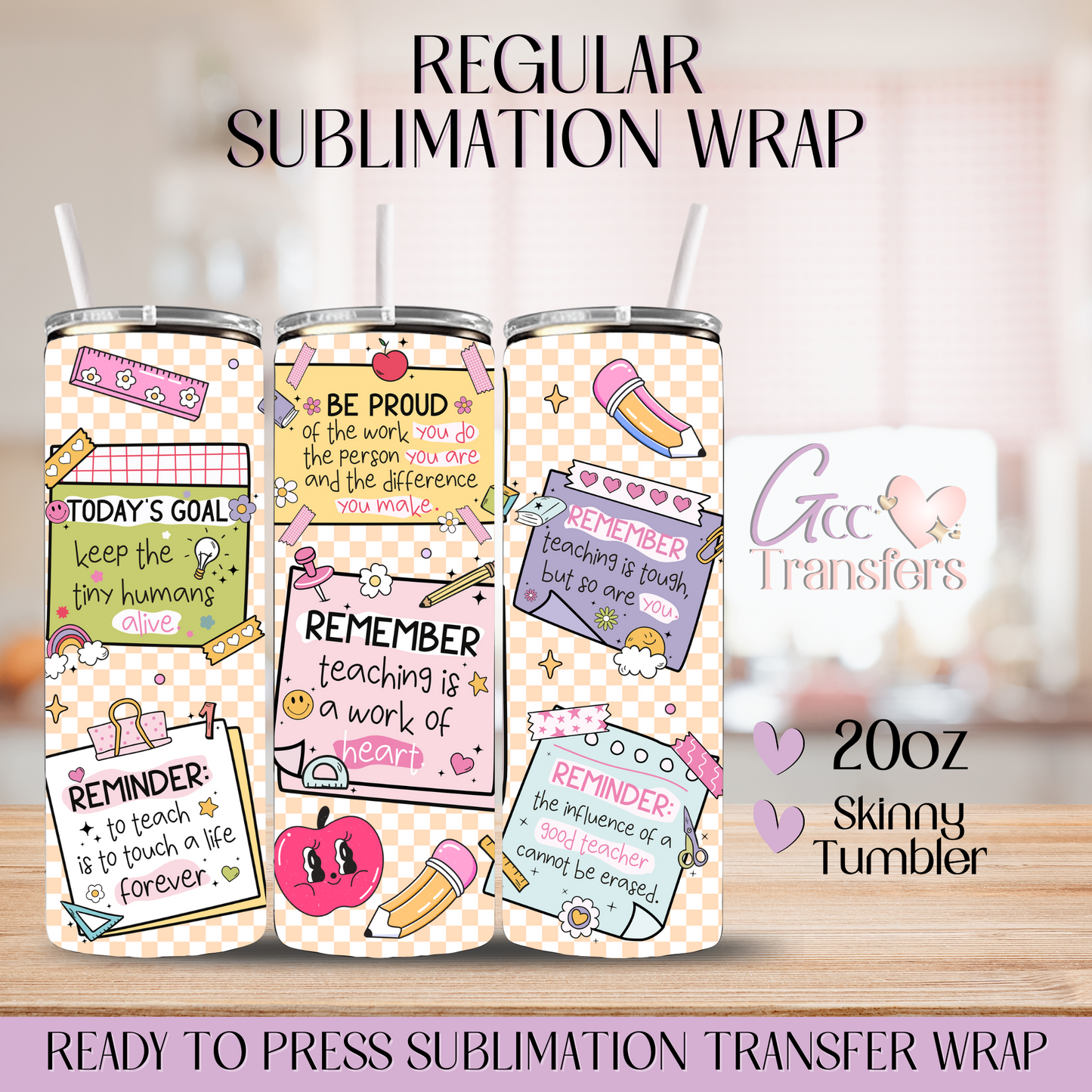 Retro Teacher Affirmations - 20oz Regular Sublimation Wrap