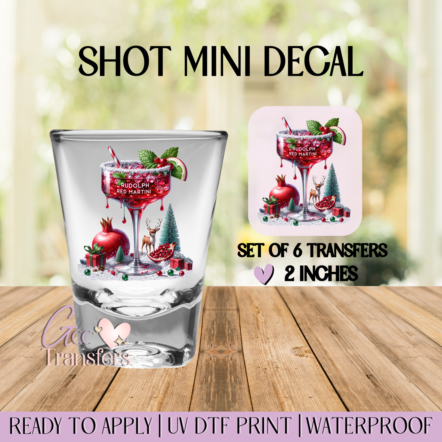 Rudolph Red Martini - Set of 6 (Shot UV Decals)