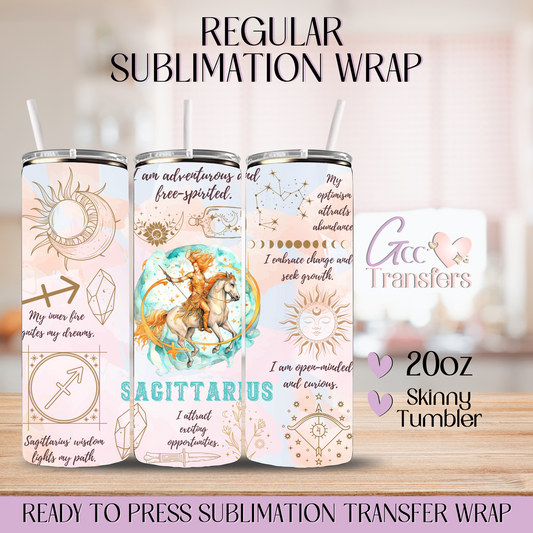 Sagittarius Zodiac Sign Affirmations - 20oz Regular Sublimation Wrap