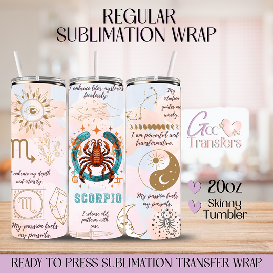 Scorpio Zodiac Sign Affirmations - 20oz Regular Sublimation Wrap