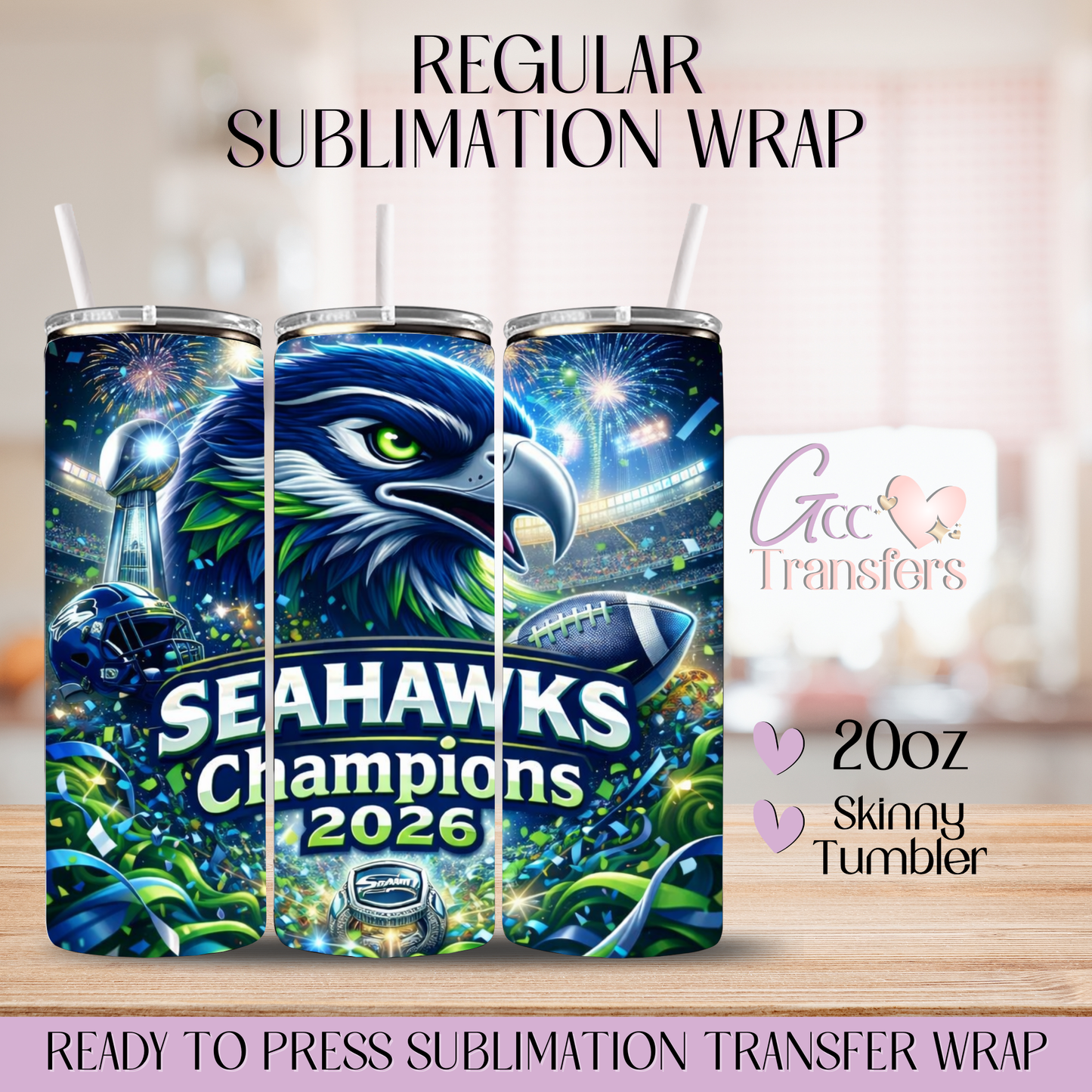 Seattle Champion 2026 Football Team - 20oz Regular Sublimation Wrap