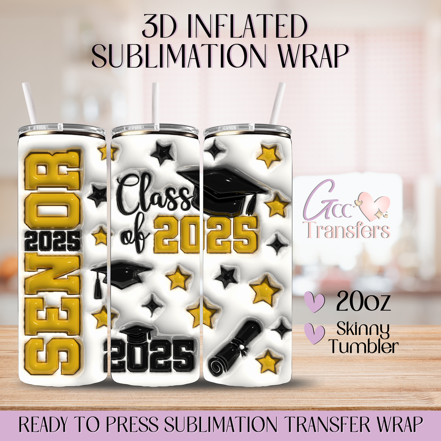2025 Senior Graduation - 20oz 3D Inflated Sublimation Wrap
