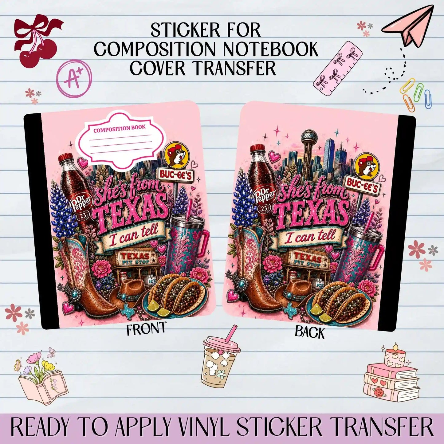 She's from Texas - Sticker for Notebook Cover