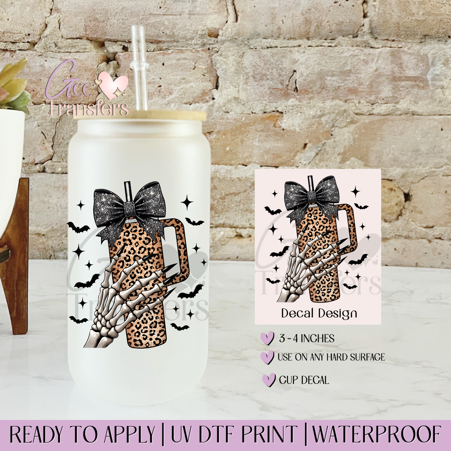 Skeleton Coquette Cup Leopard - Decal UVDTF