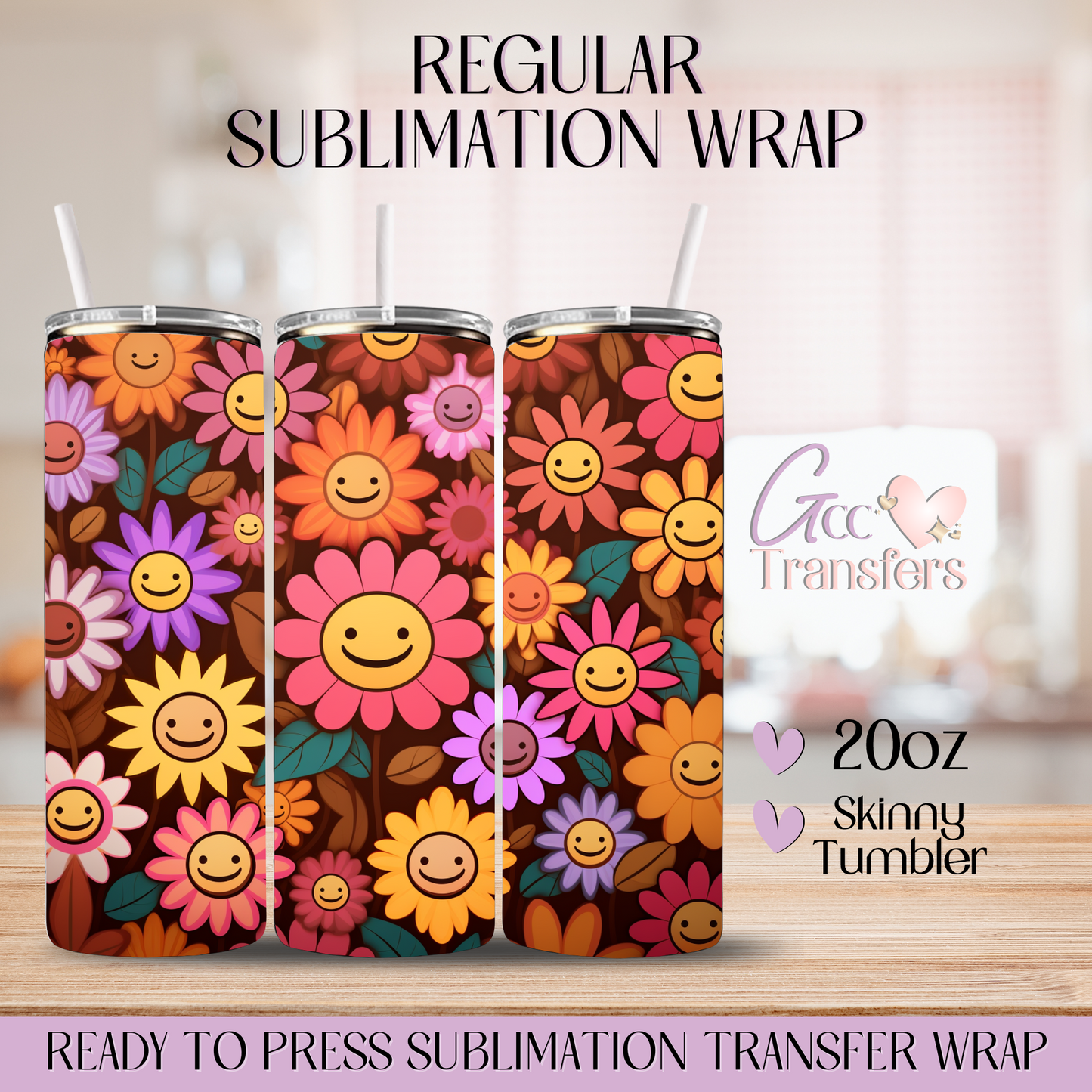 Smiling Flowers Colorful - 20oz Regular Sublimation Wrap