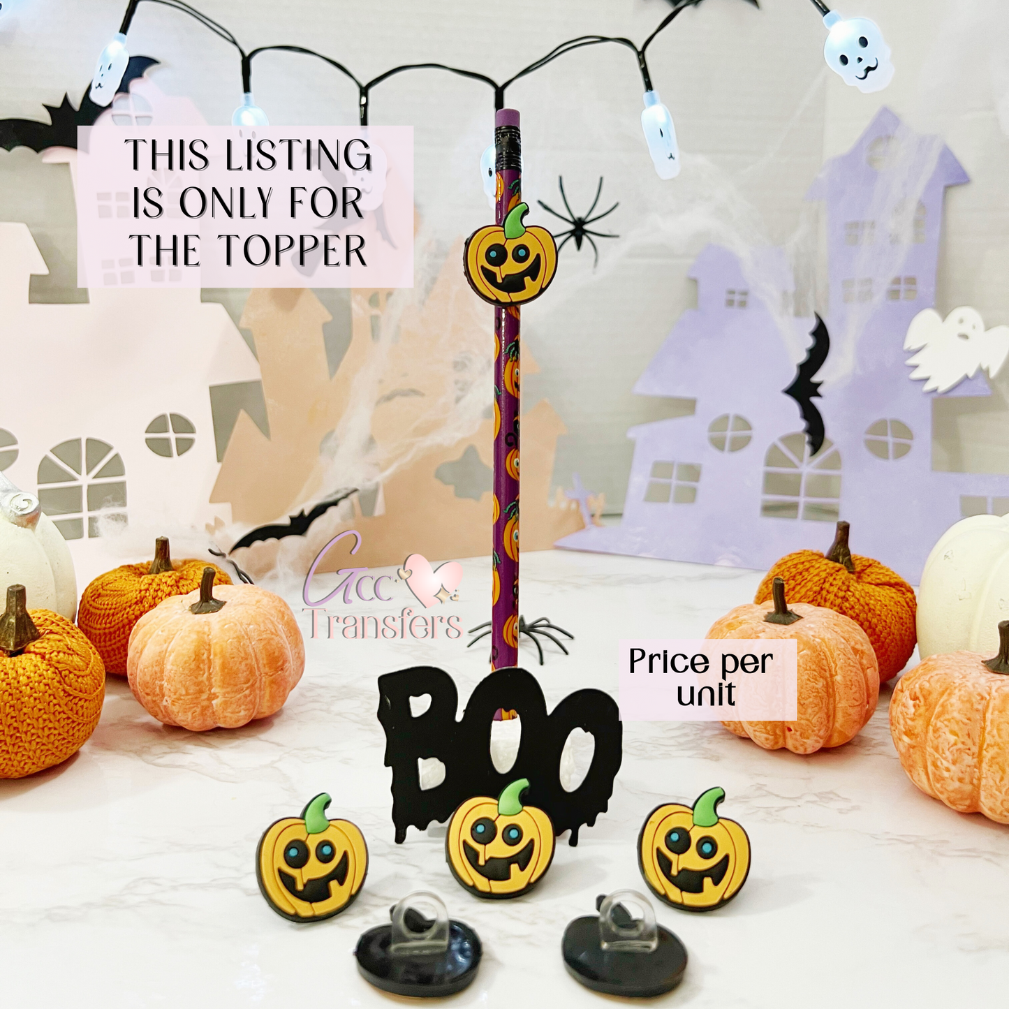 Smiling Pumpkin Blue Eyes (RTS) Straw Topper