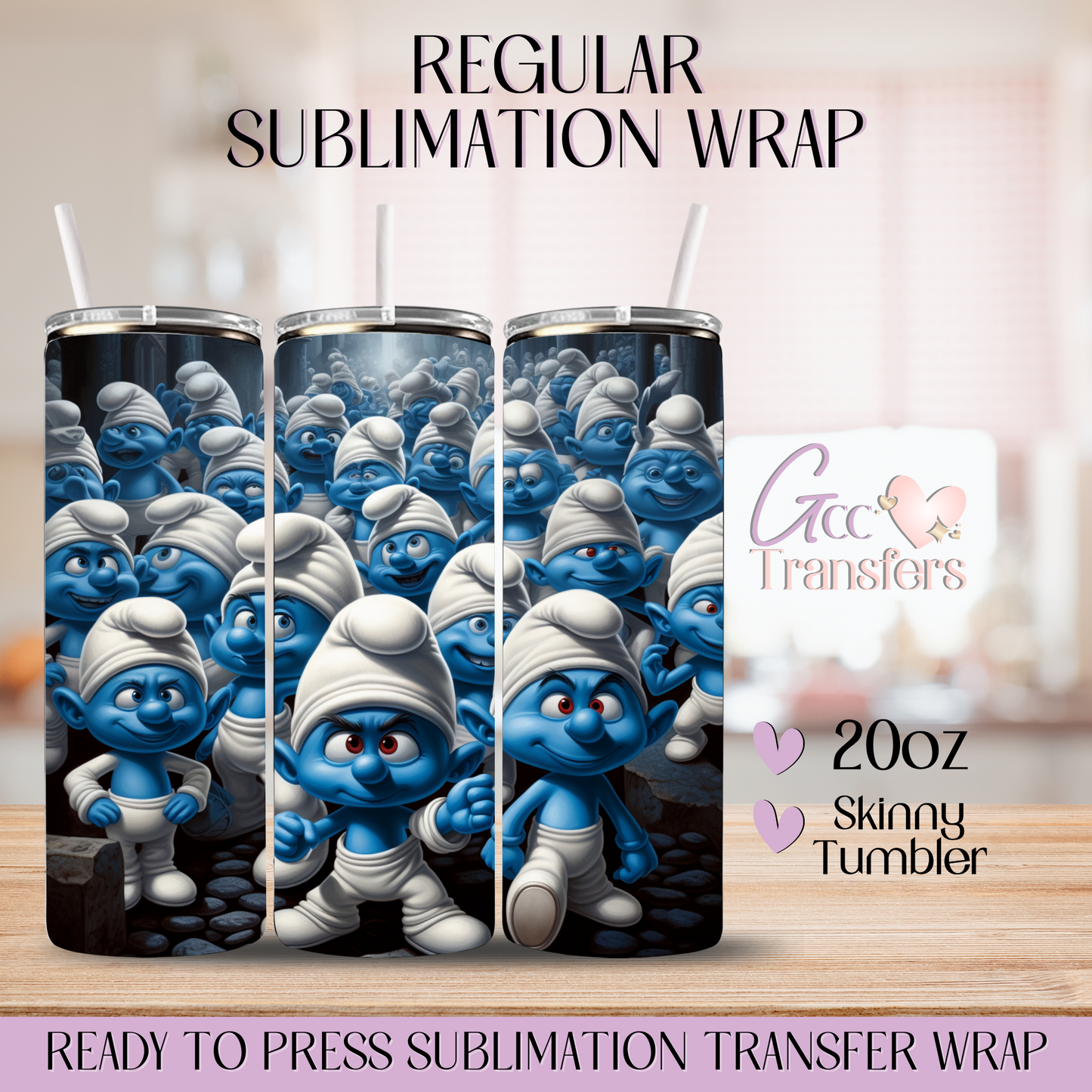 Blue Smurfs - 20oz Regular Sublimation Wrap