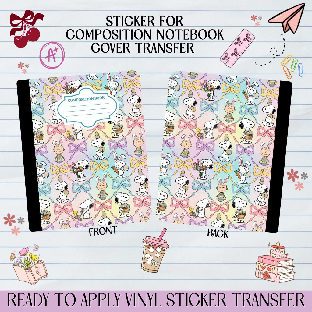 Snoopy Easter Eggs Coquette - Sticker for Notebook Cover