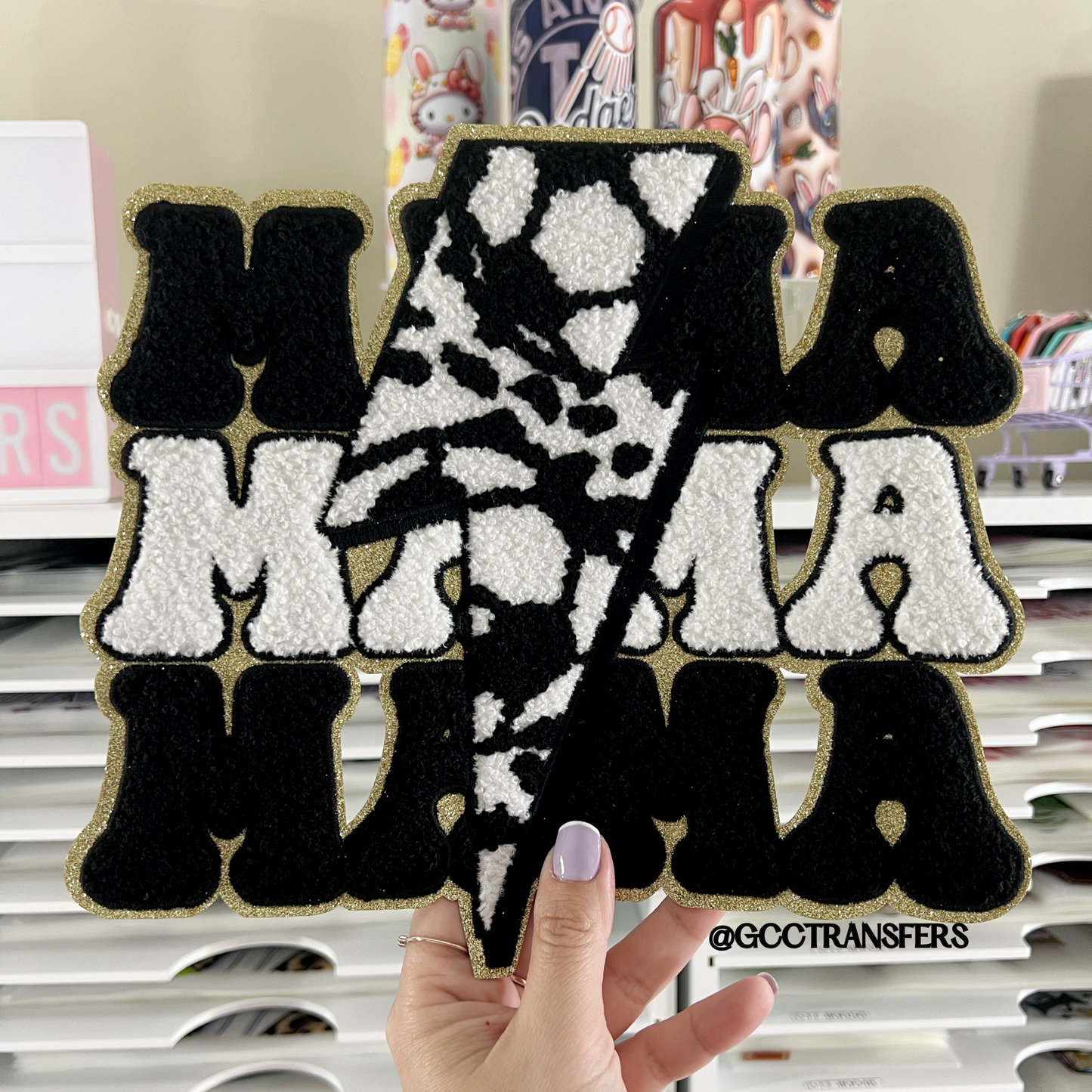 Soccer Mama Lighting Bolt Chenille Patch